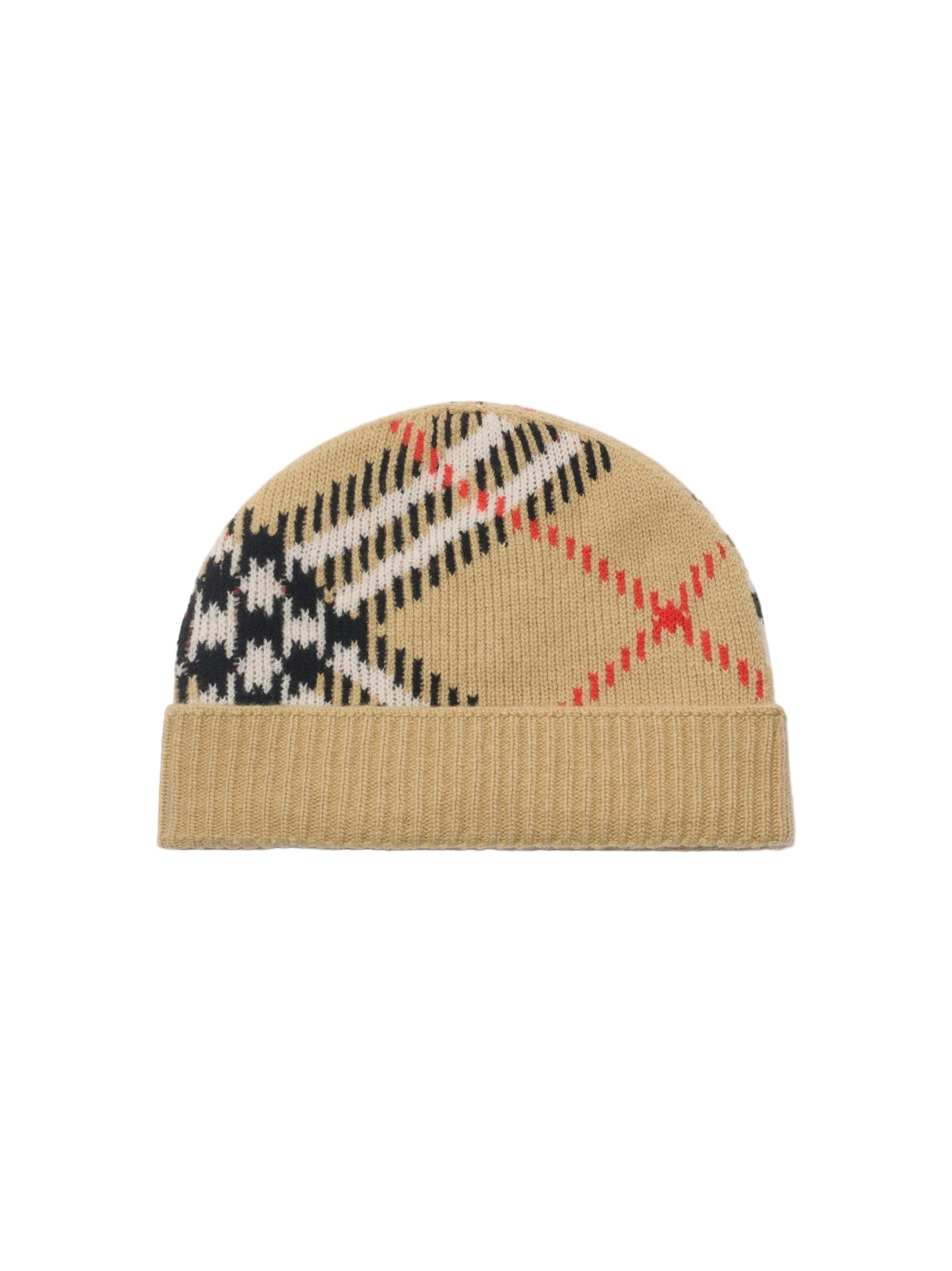Burberry Check Cashmere Blend Beanie in Sand