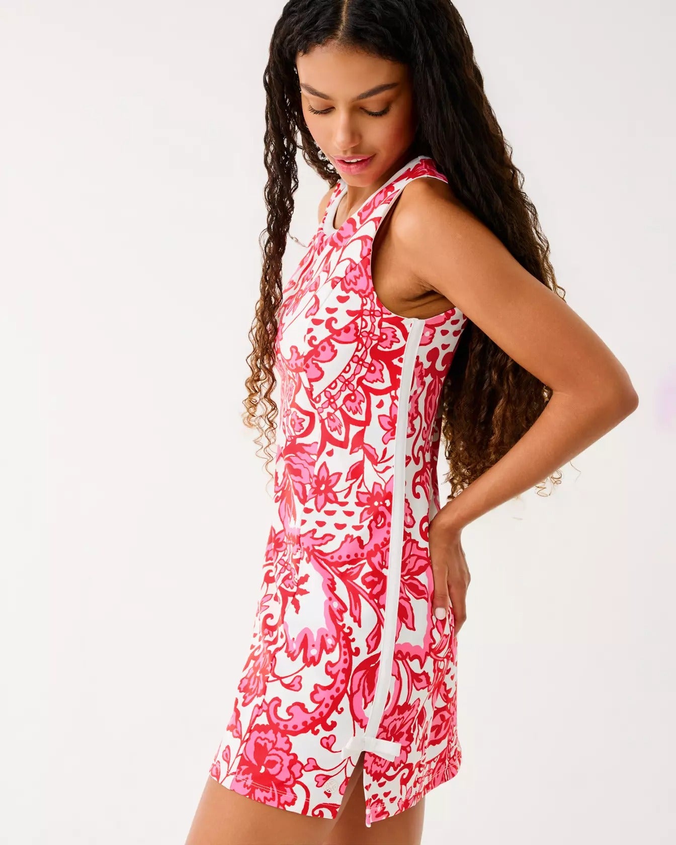 Lilly Pulitzer Mela Active Dress UPF 50+in Coconut Spicy Socialite