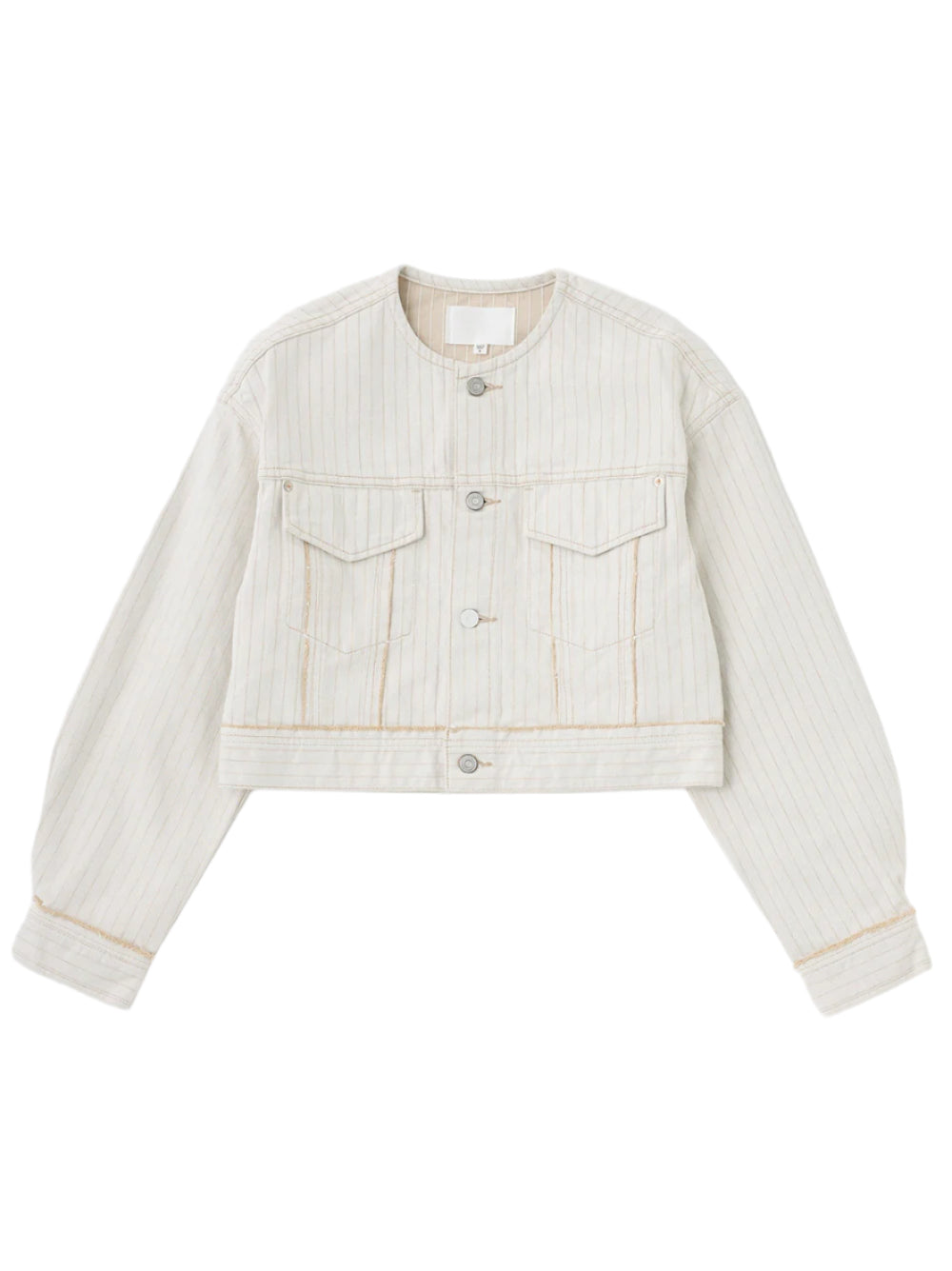 Moussy Vintage Fords No Collar Cropped Jacket in Mix-White