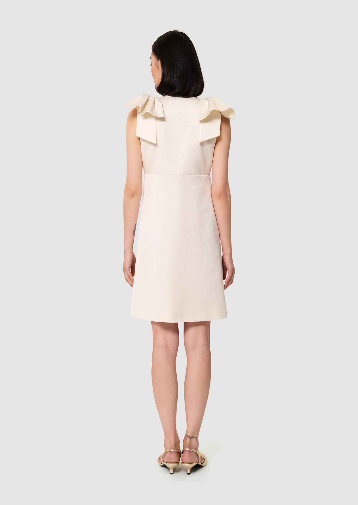 Tara Jarmon Remarquable Ecru Satin Linen Dress
