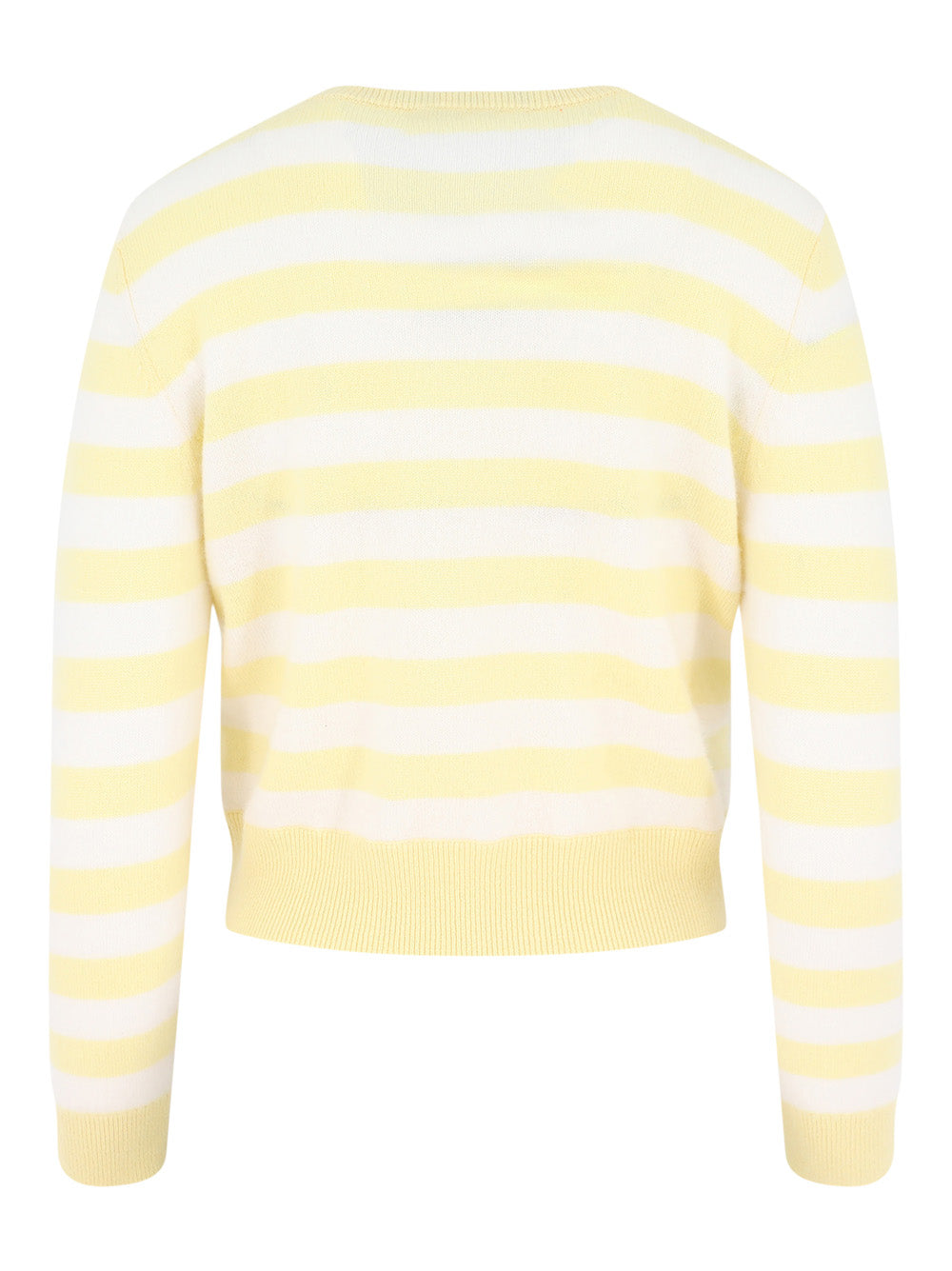 Alice + Olivia Carolann Striped Shrunken Crew Sweater in Butter/Ecru