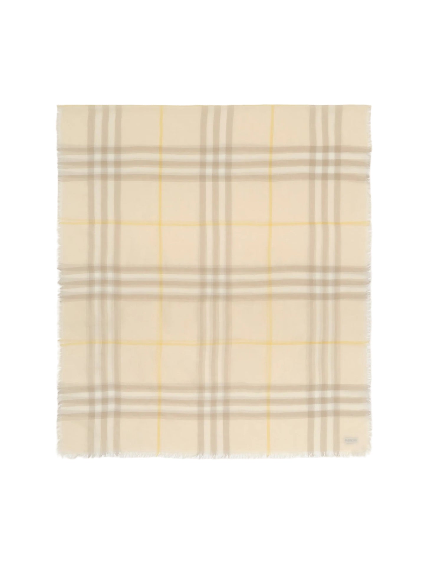 Burberry Wide Check Wool Scarf in Custard Beige