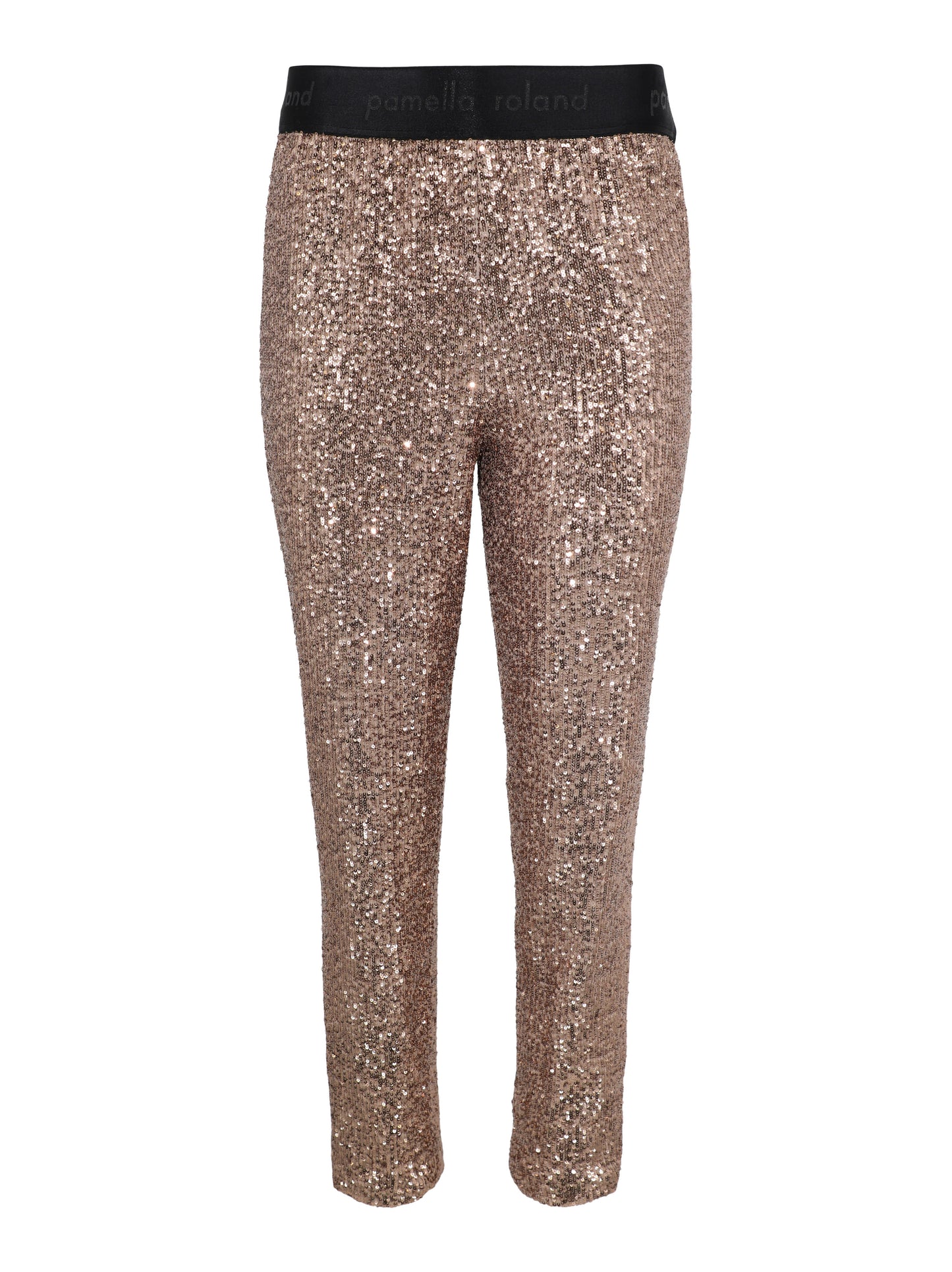 Pamella Roland Stretch Sequin Pant in Light Bronze