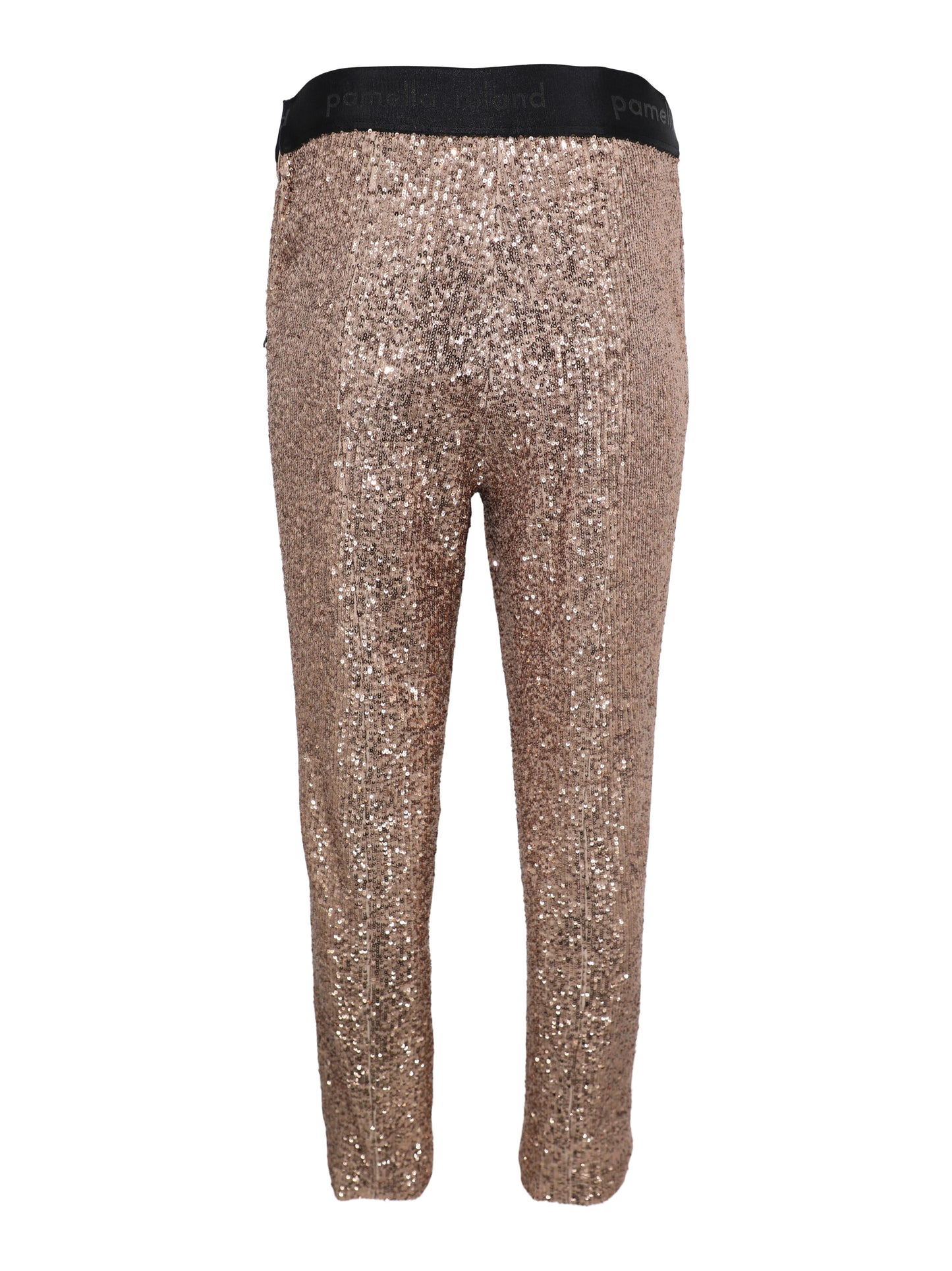 Pamella Roland Stretch Sequin Pant in Light Bronze