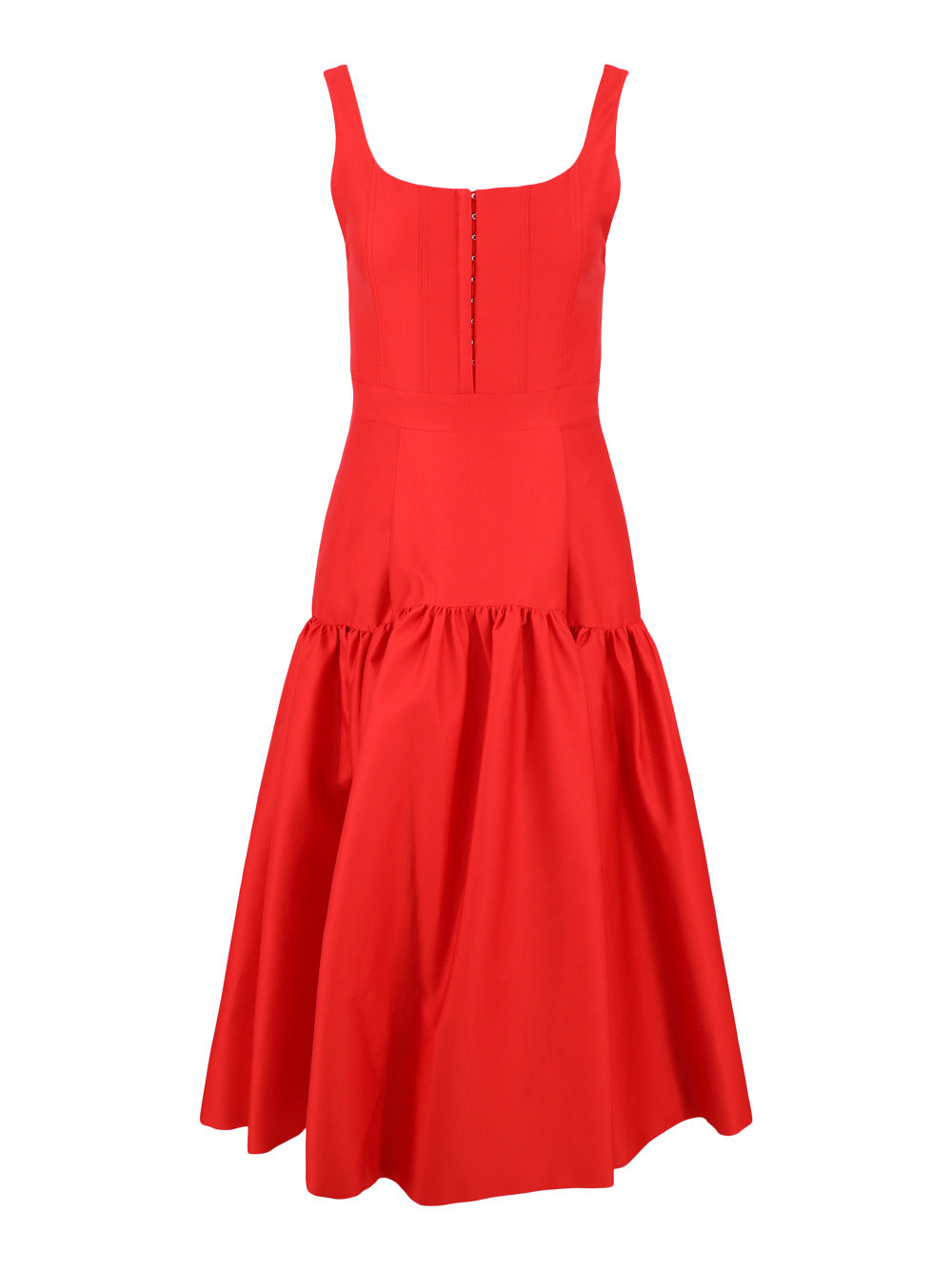 Alice + Olivia Diana Sleeveless Structured Midi Dress in Bright Ruby