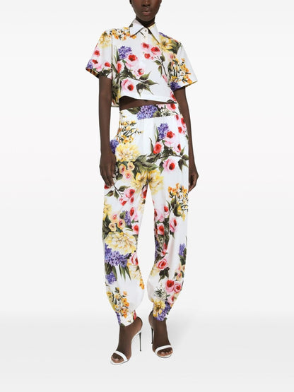 Dolce & Gabbana Floral-Print Cotton Cropped Shirt