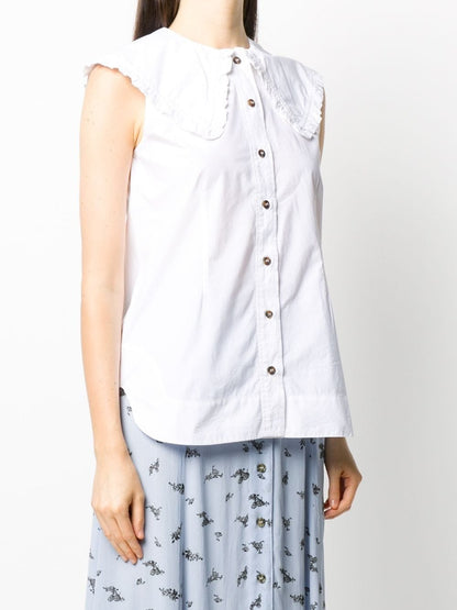 Ganni Sleeveless Shirt in Bright White