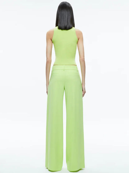 Alice + Olivia Eric Low-Rise Pant in Sharp Green