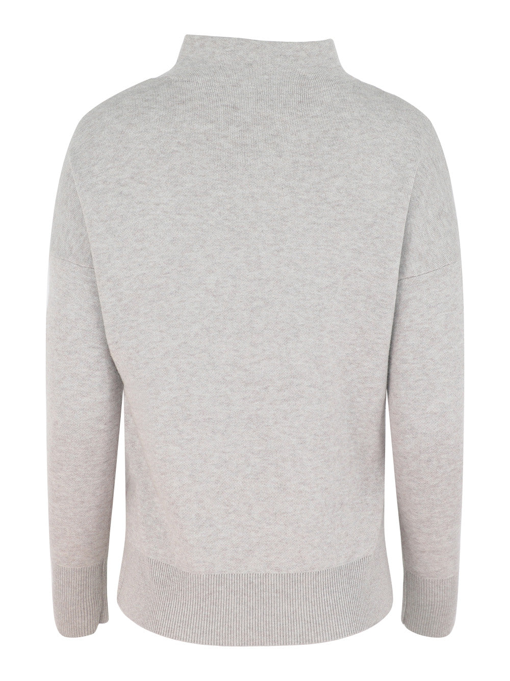 Kinross Doubleknit Hi-Low Funnel Sweater in Pebble