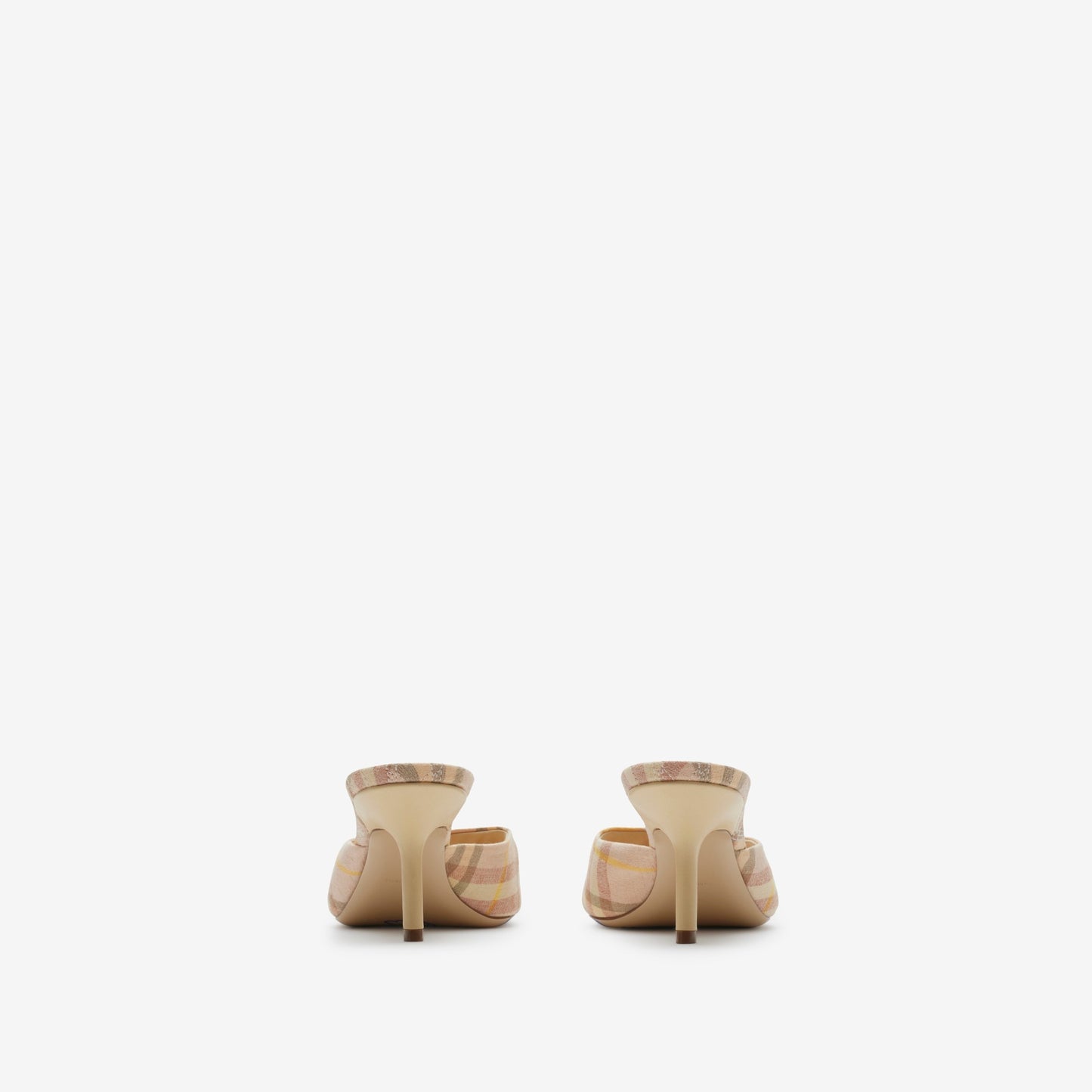 Burberry Check Linen Blend Mews Low Mules in Teacup