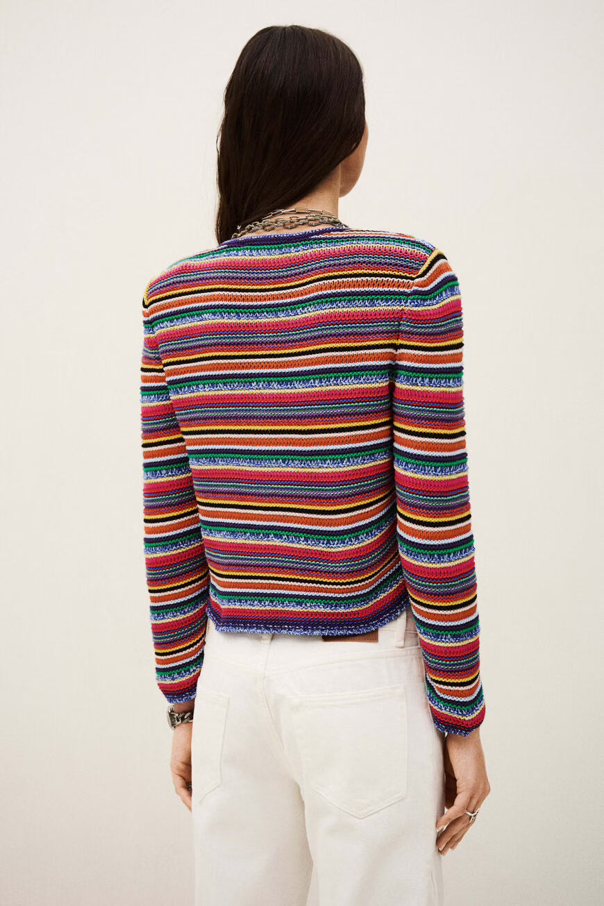 BA+SH Fanny Round Striped Cardigan in Multico