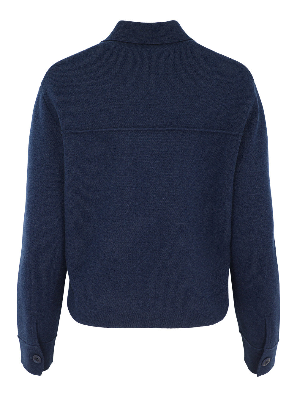 Kinross Cashmere Doubleknit Crop Shacket in Navy