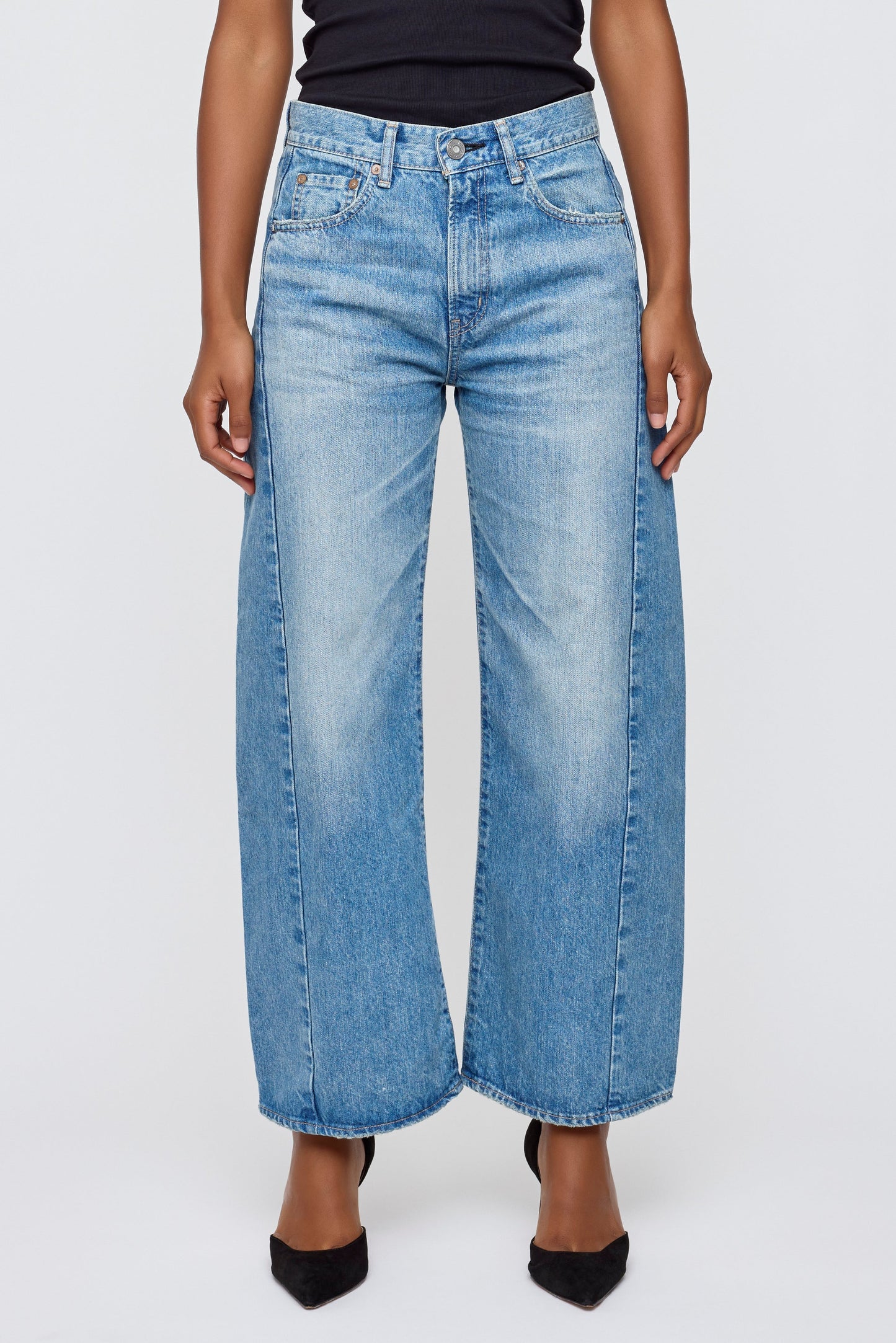 Moussy Vintage MV Bayard Side Line Cocoon Pants in Blue