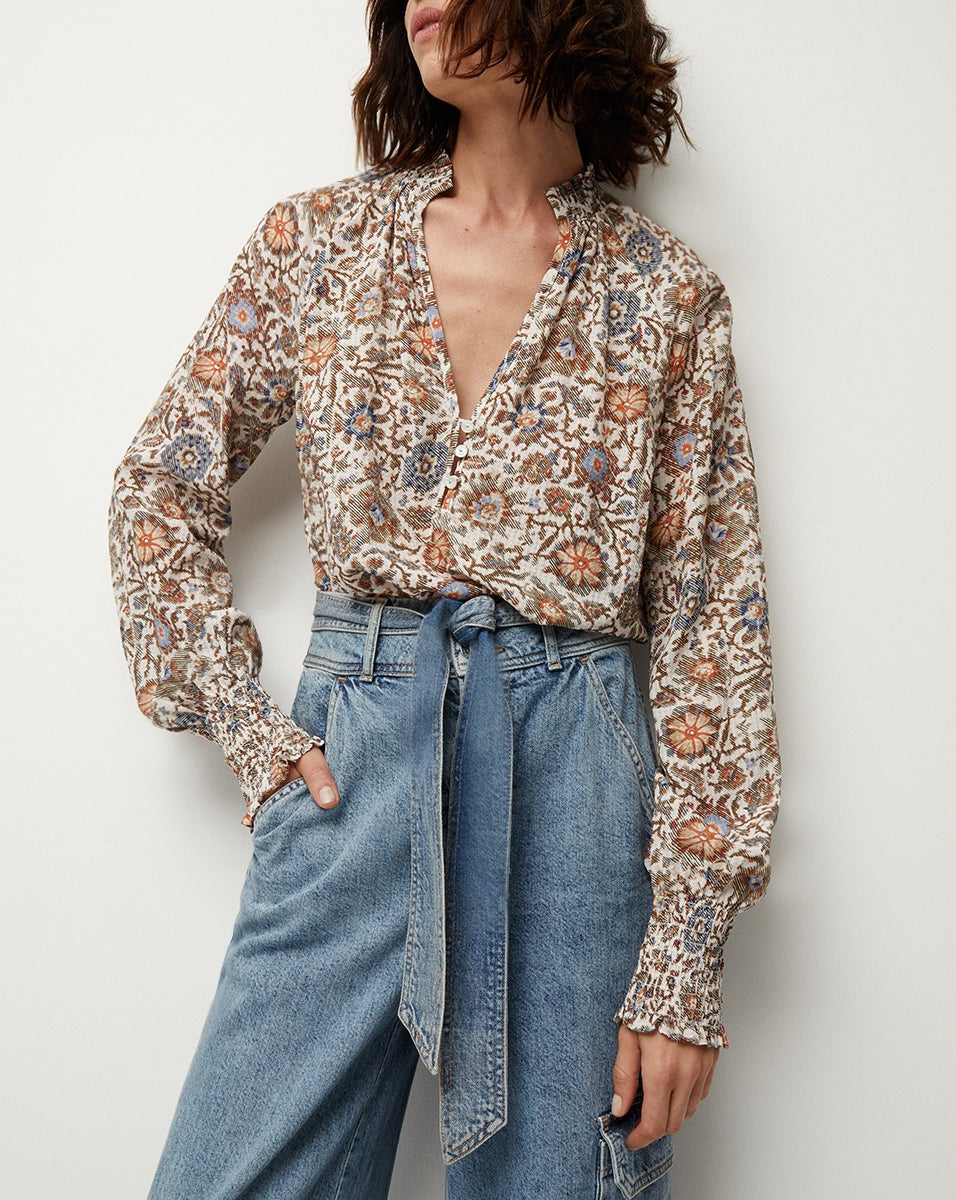 Veronica Beard Alexandria Top in Ecru Multi