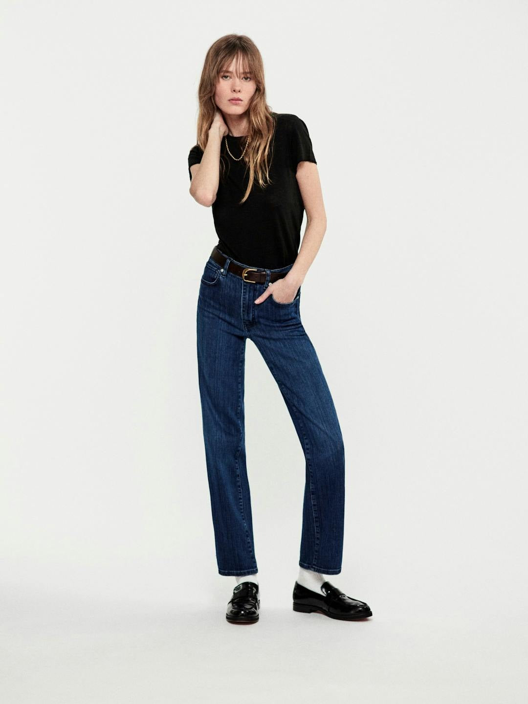 Frame Le Sleek Straight Denim Jeans in Thunderstorm