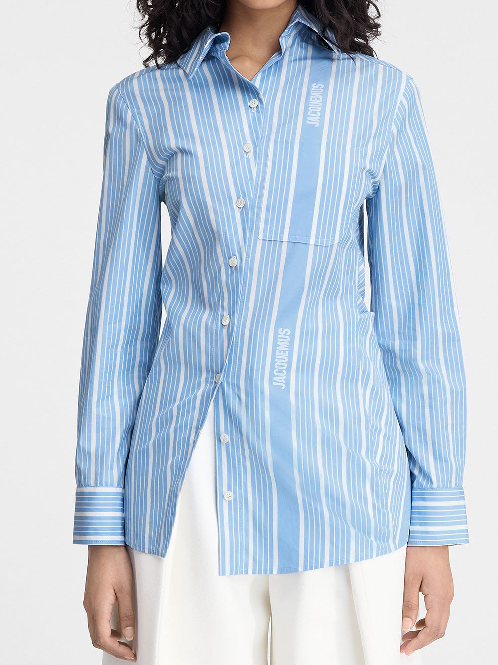 Jacquemus The Pablo Shirt in Jacquard Blue/White