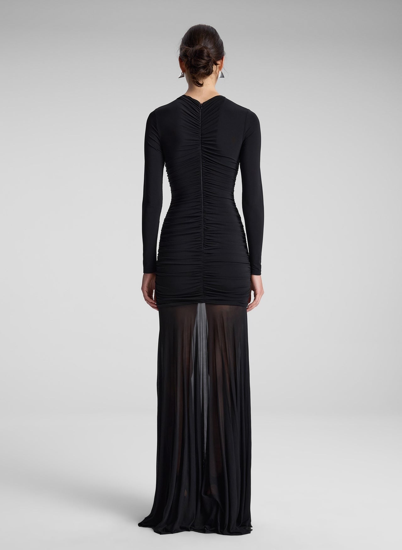 A.L.C. Fawn Ruched Mesh Maxi Dress in Black