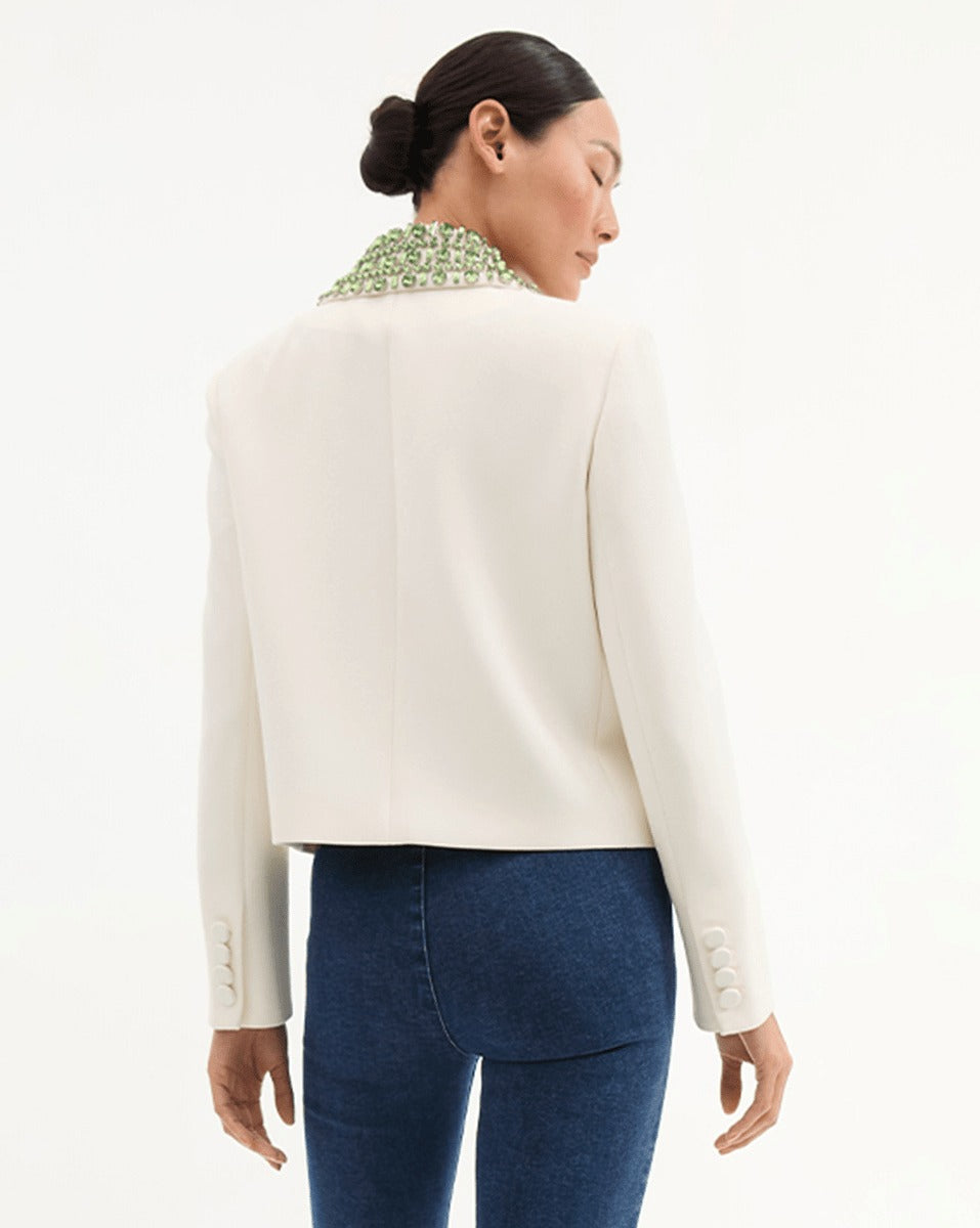 Veronica Beard Embellished Imogen Jacket in Off-White