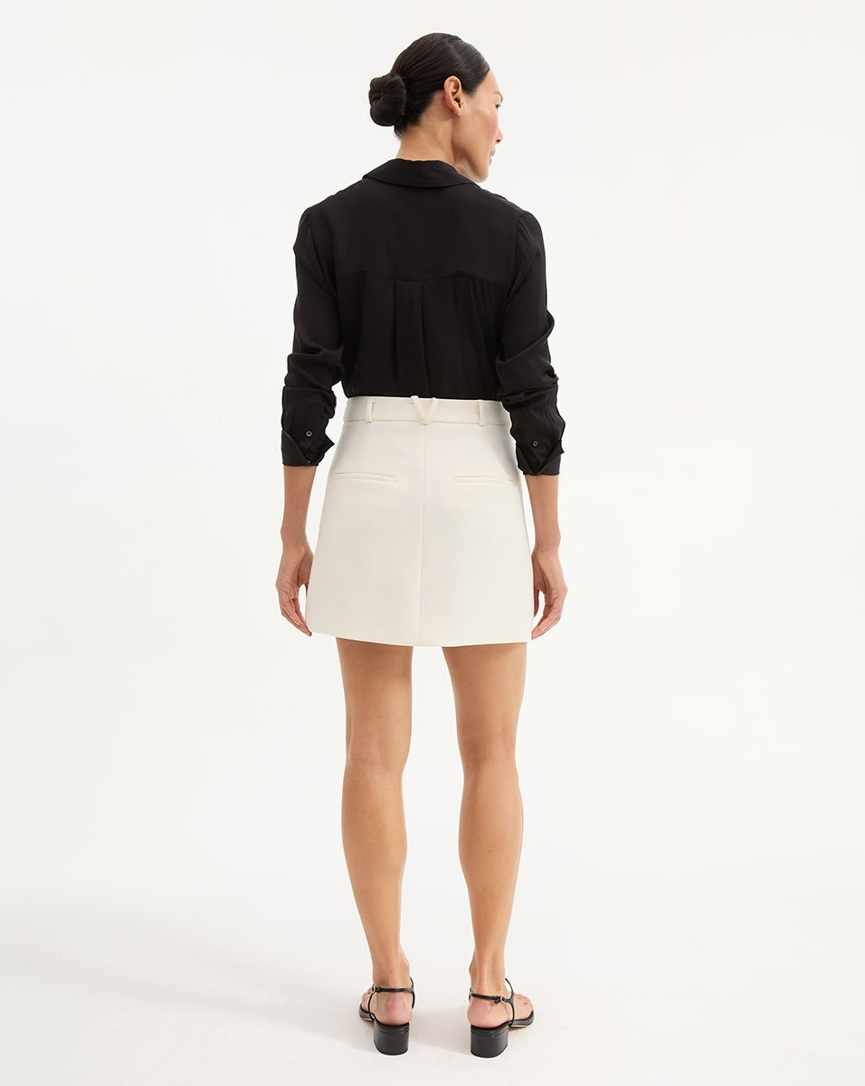 Veronica Beard Sadie A-Line Skirt in Off-White