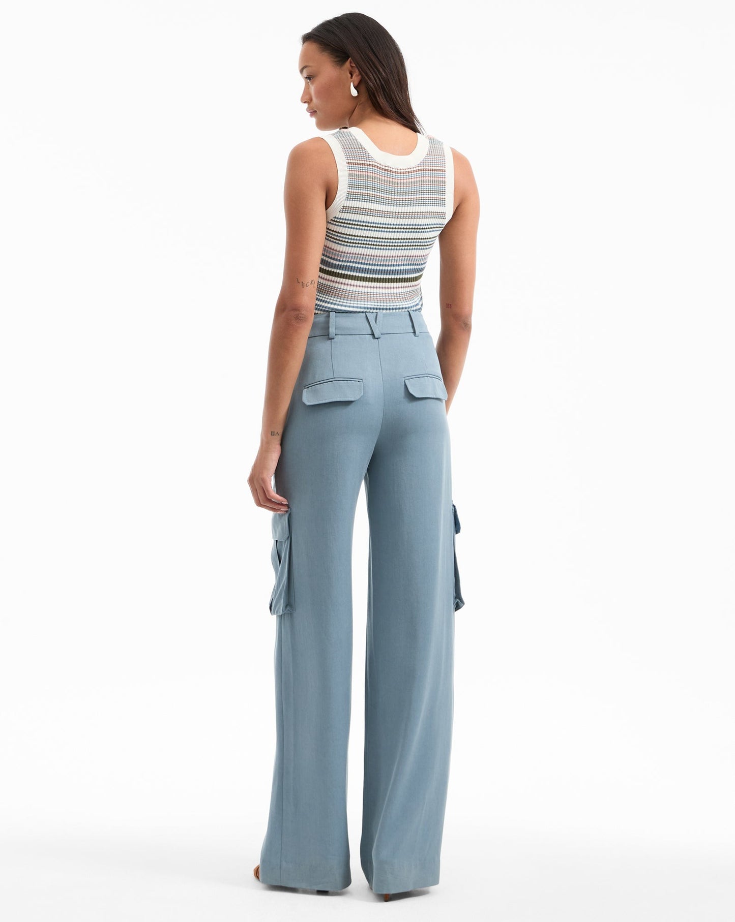 Veronica Beard Ezinna Striped Tank Top in Dove Multi