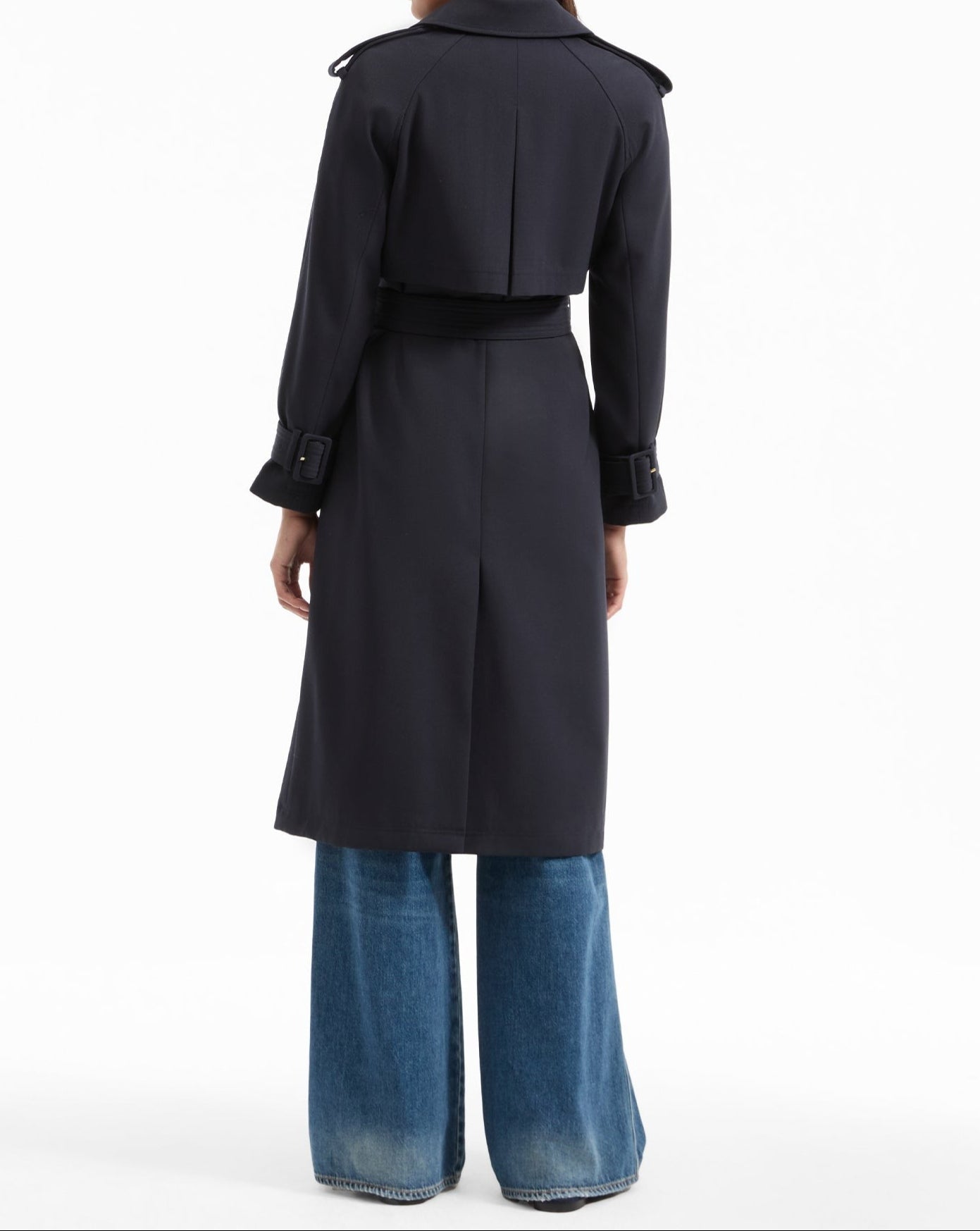 Veronica Beard Conneley Dickey Trench Coat in Navy