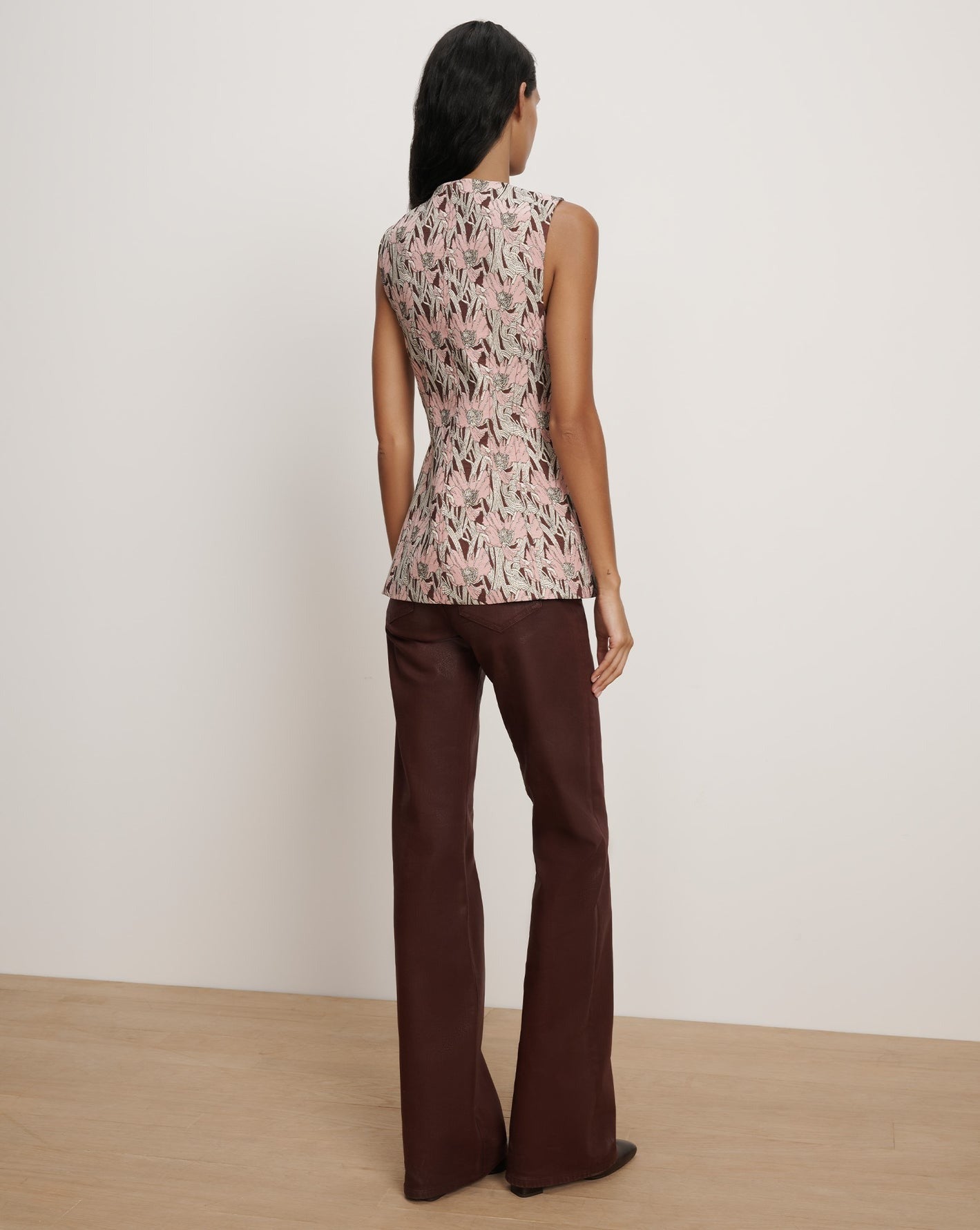 Veronica Beard Jessup Floral Vest in Raisin Multi