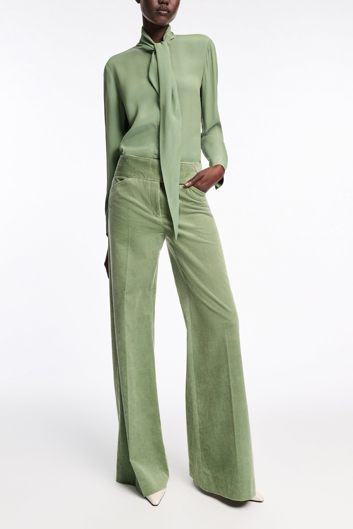 Dorothee Schumacher Twisted Structure Corduroy Pant in Mistletoe