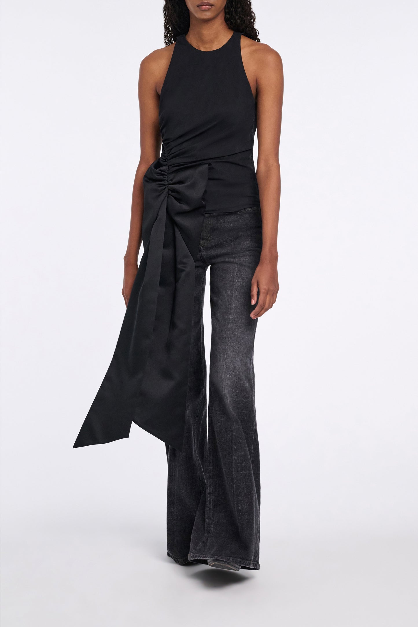 Dorothee Schumacher Poplin Power Top With Maxi Bow in Pure Black