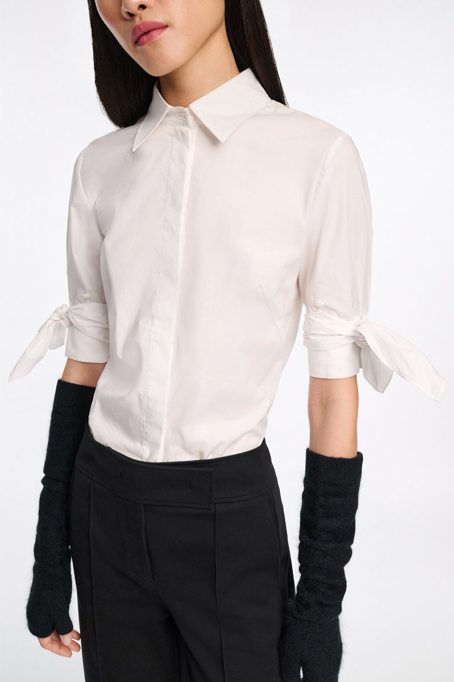 Dorothee Schumacher Pure Power Removable Tie Shirt in Pure White