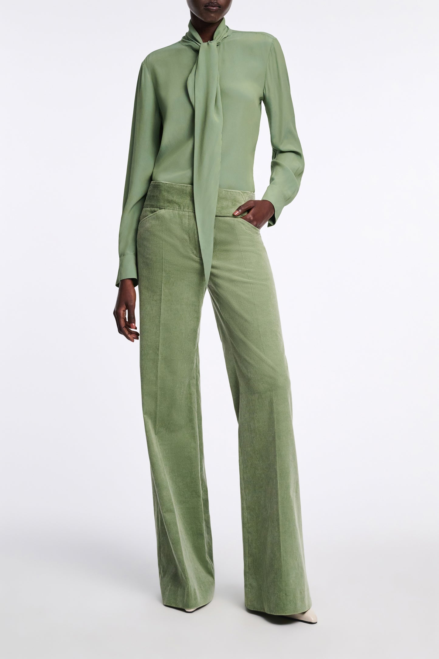 Dorothee Schumacher Soft Vibes Silk Scarf Blouse in Mistletoe