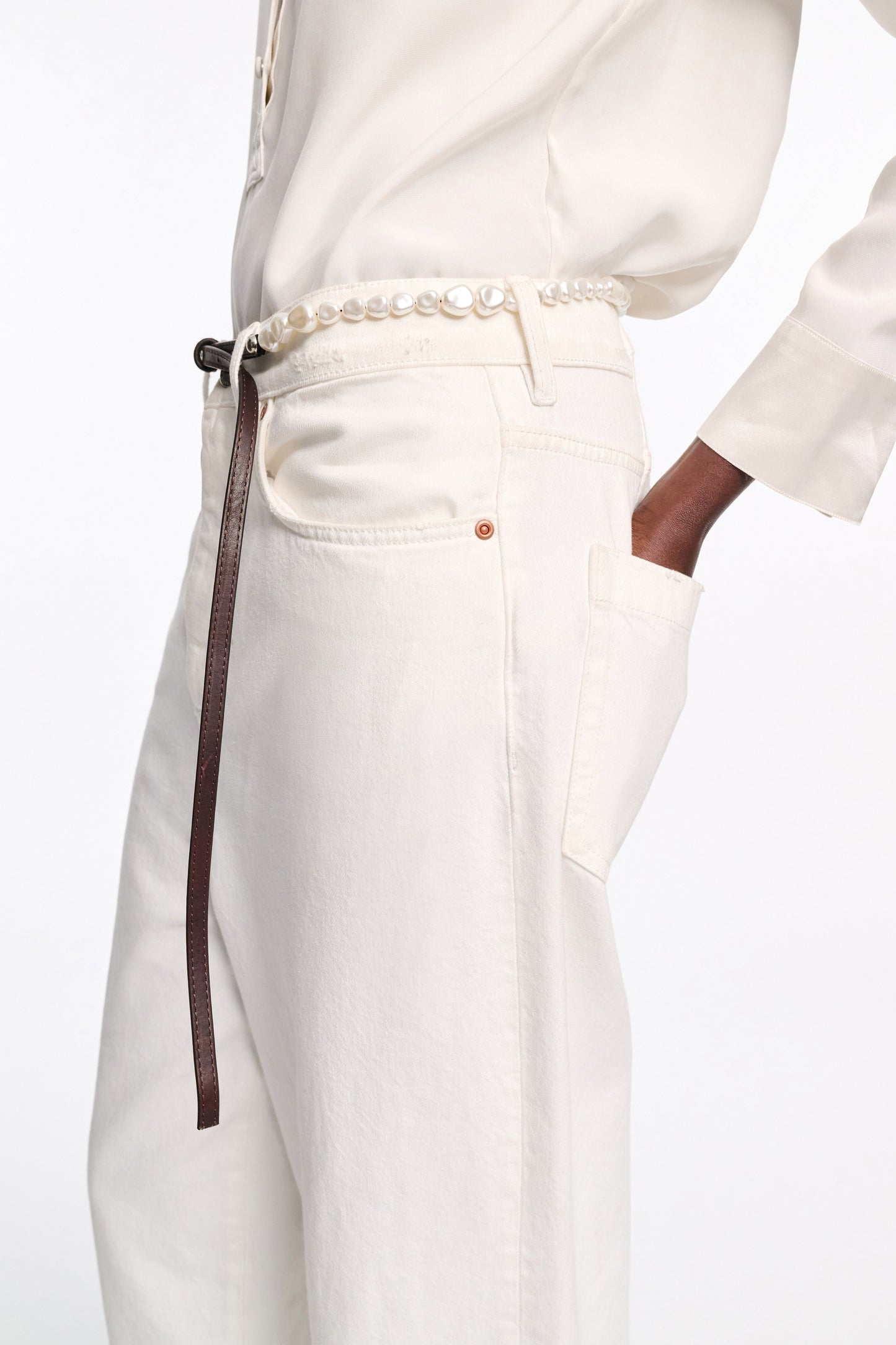 Dorothee Schumacher Pearl Stud Belt in Chocolate