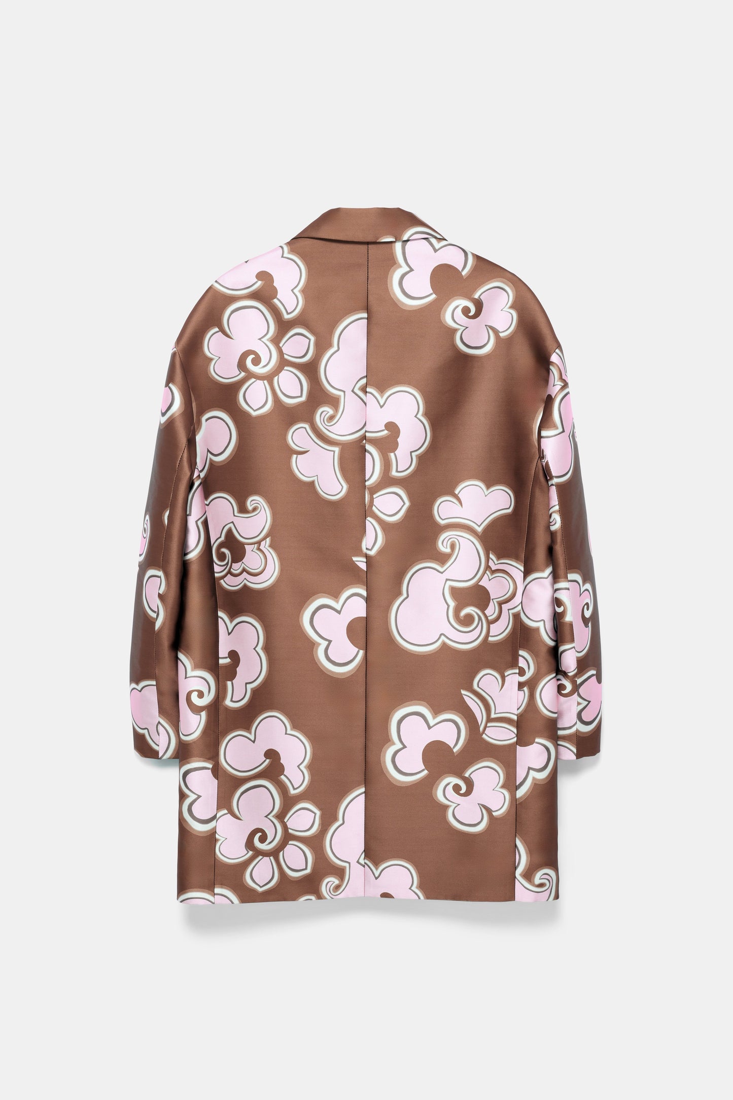 Dorothee Schumacher Floral Statement Coat in Off White/Chocolate