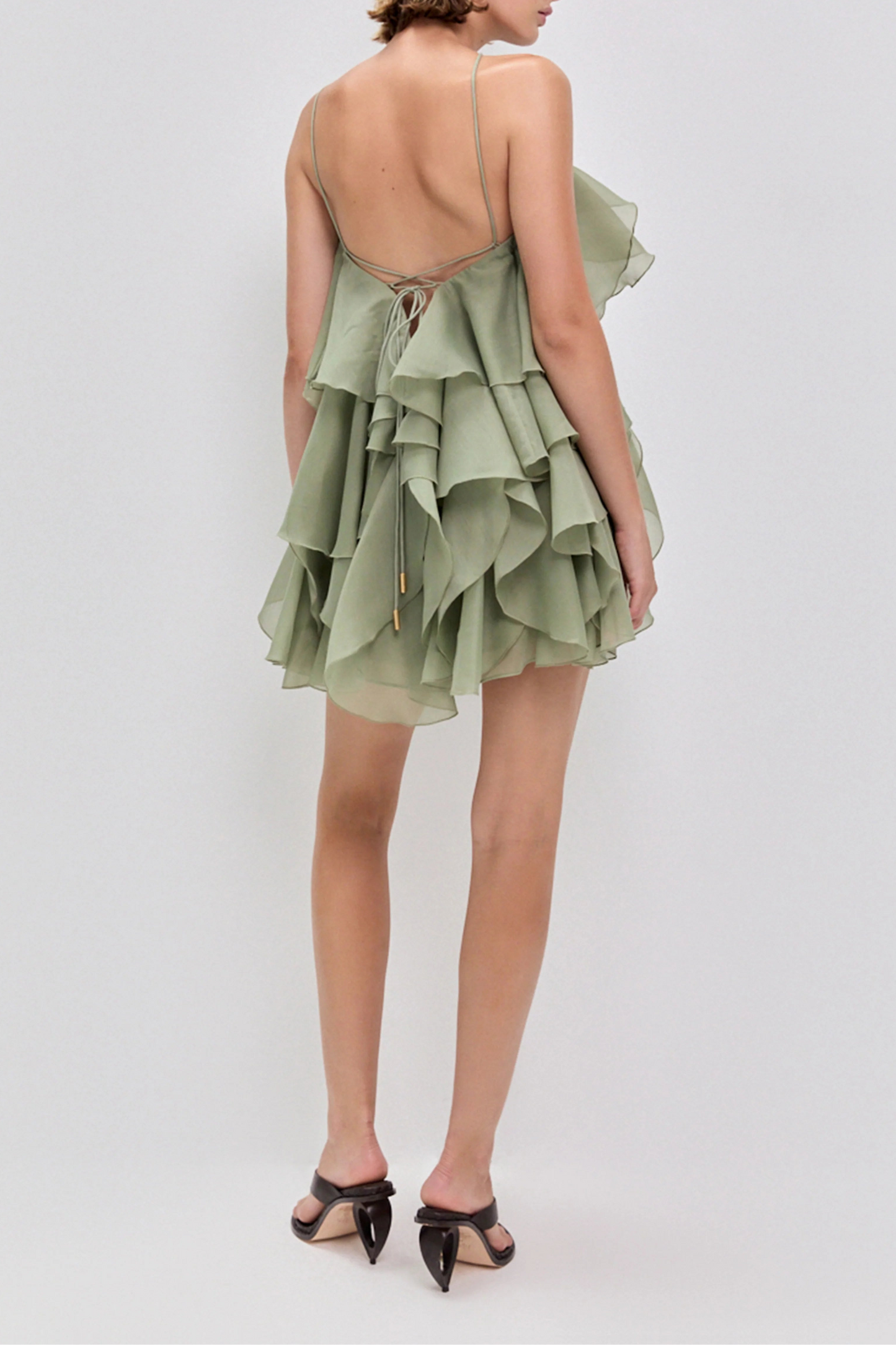 Aje Pandorea Layered Mini Dress in Moss