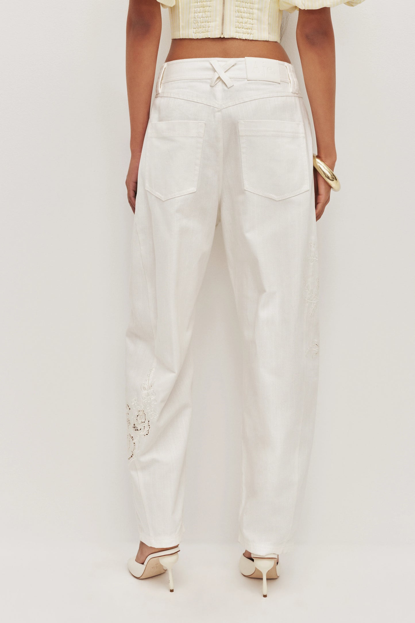 Aje Halo Embroidered Pant in Ivory