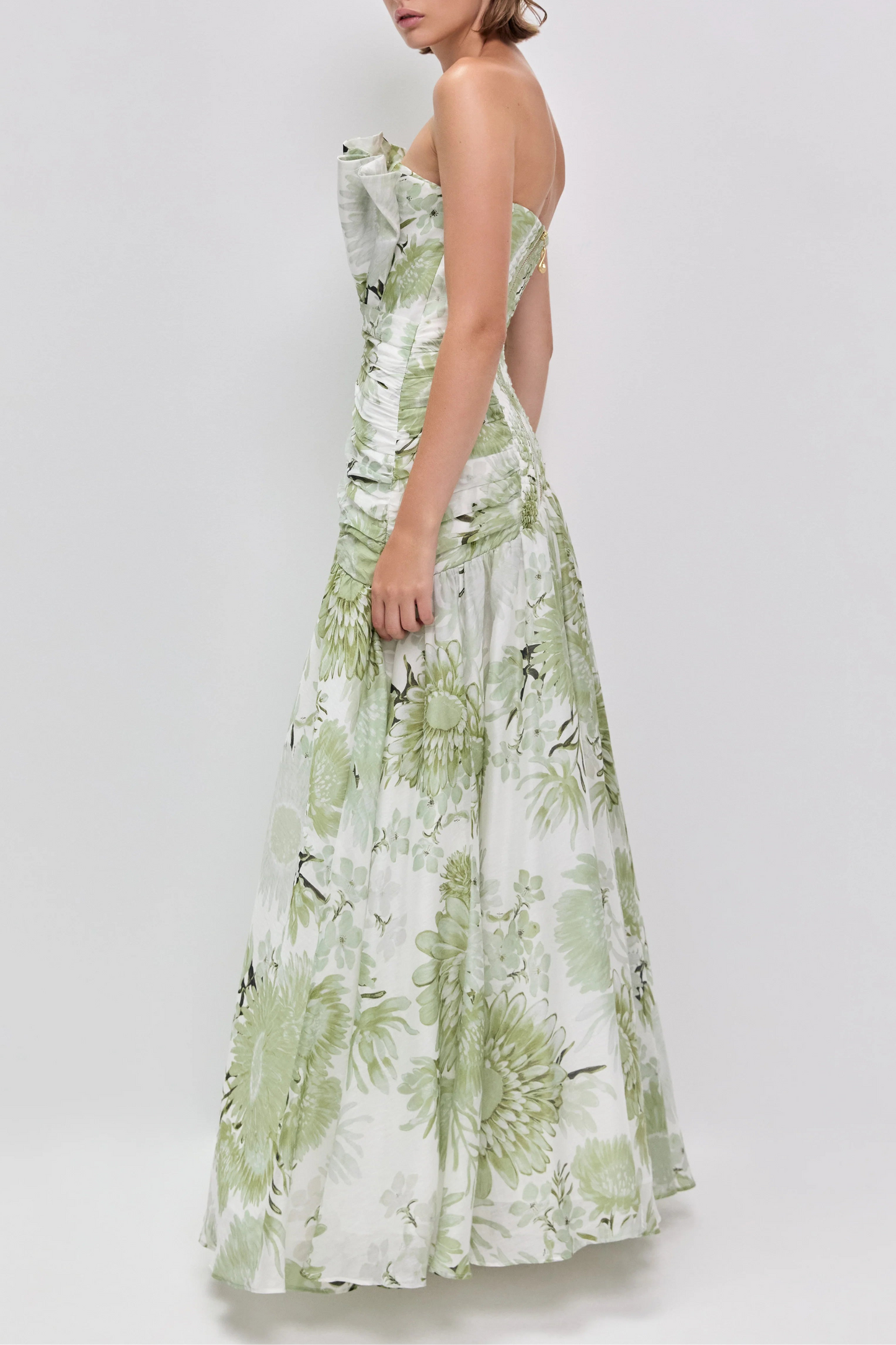 Aje Reflector Gown in Olive Native Floral