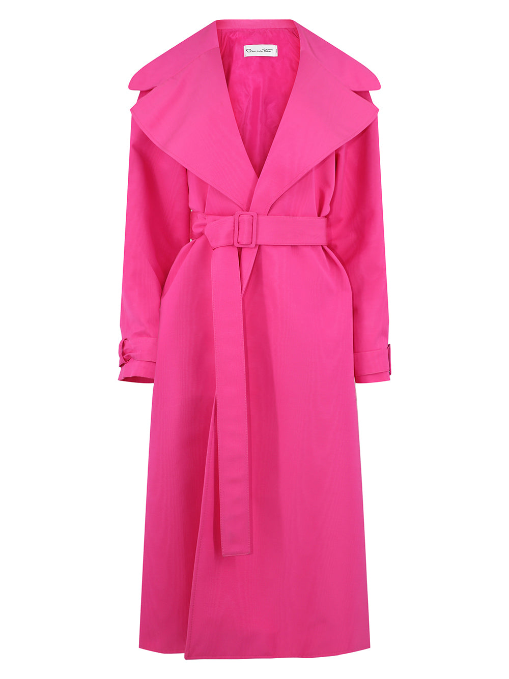 Oscar de la Renta Moire Faille Belted Trench Coat with Tulle Back