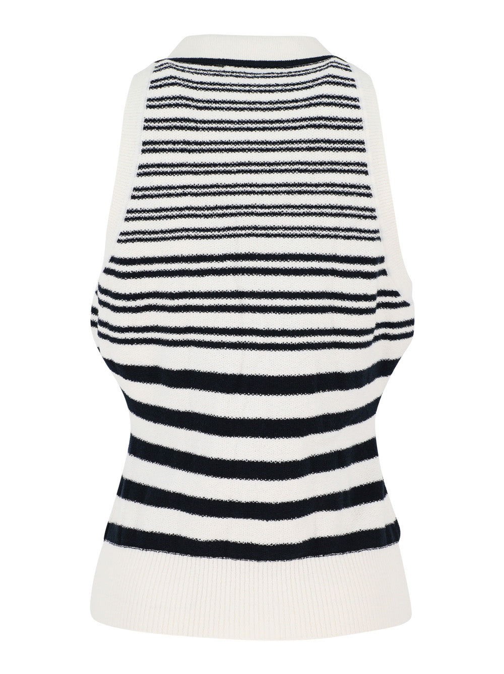 Veronica Beard Meera Knit Tank in Off White/Navy
