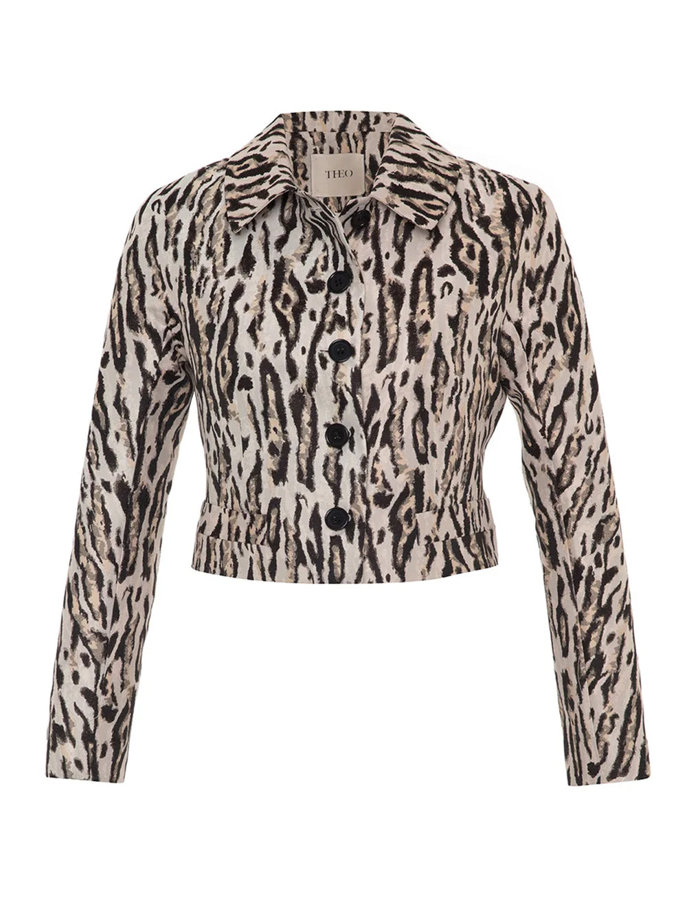 THEO Tyche Jacquard Shrunken Jacket in Leopard