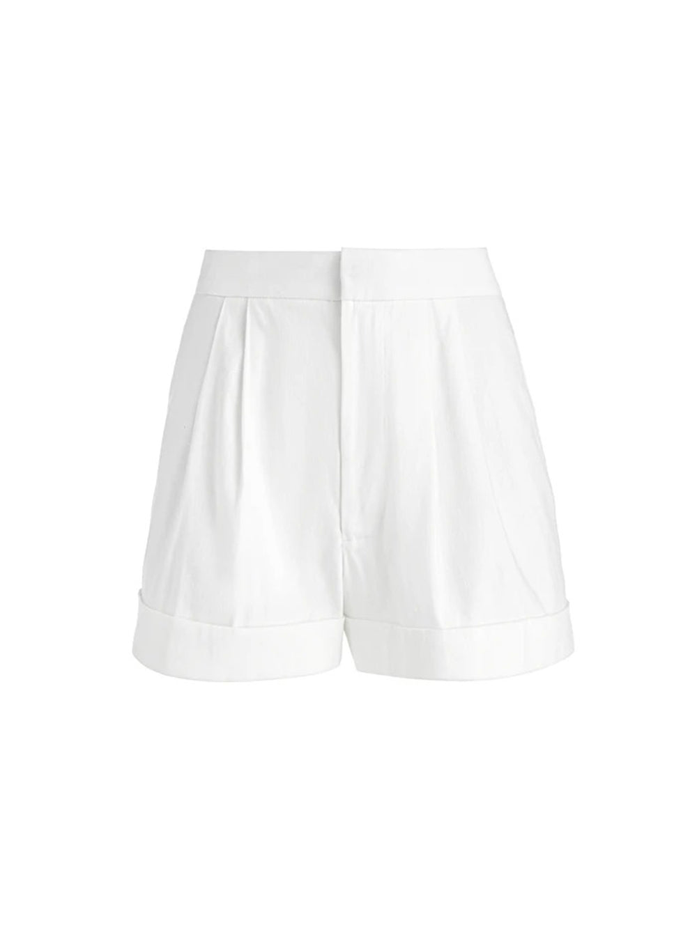 Alice + Olivia Conry Linen Pleated Cuff Short in Off White