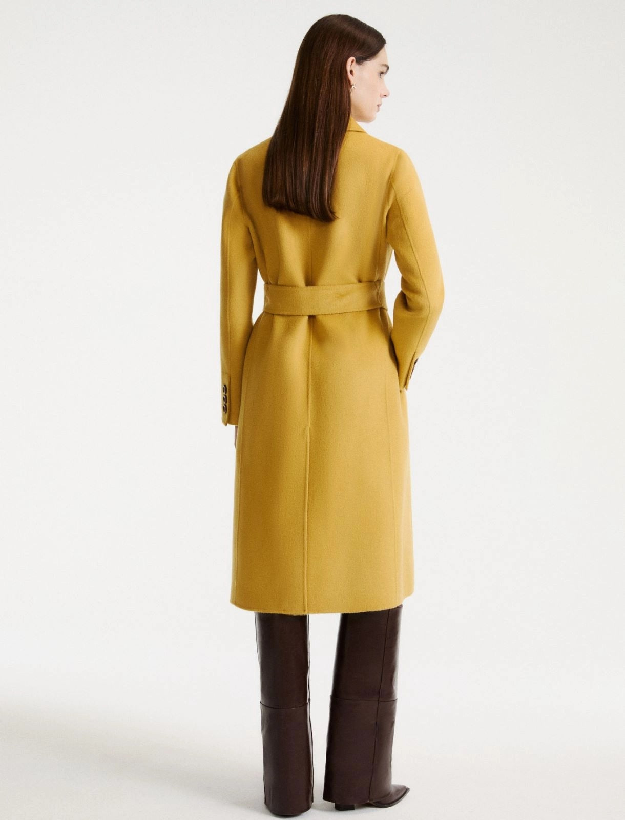 Marella Double-Sided Pure Wool Coat in Mustard