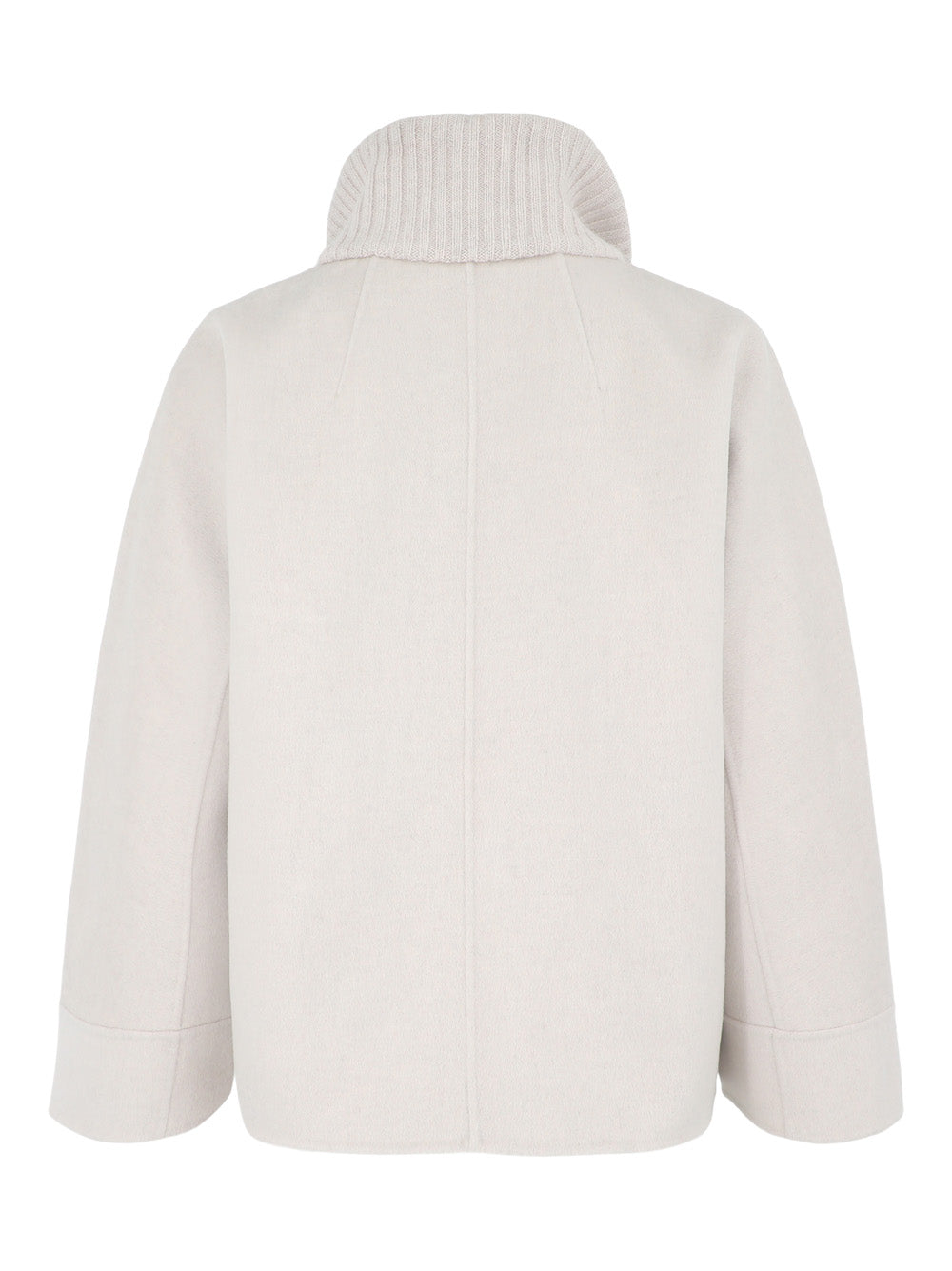 Kinross Cashmere Short Knit Trim Zip Mock Coat in Birch