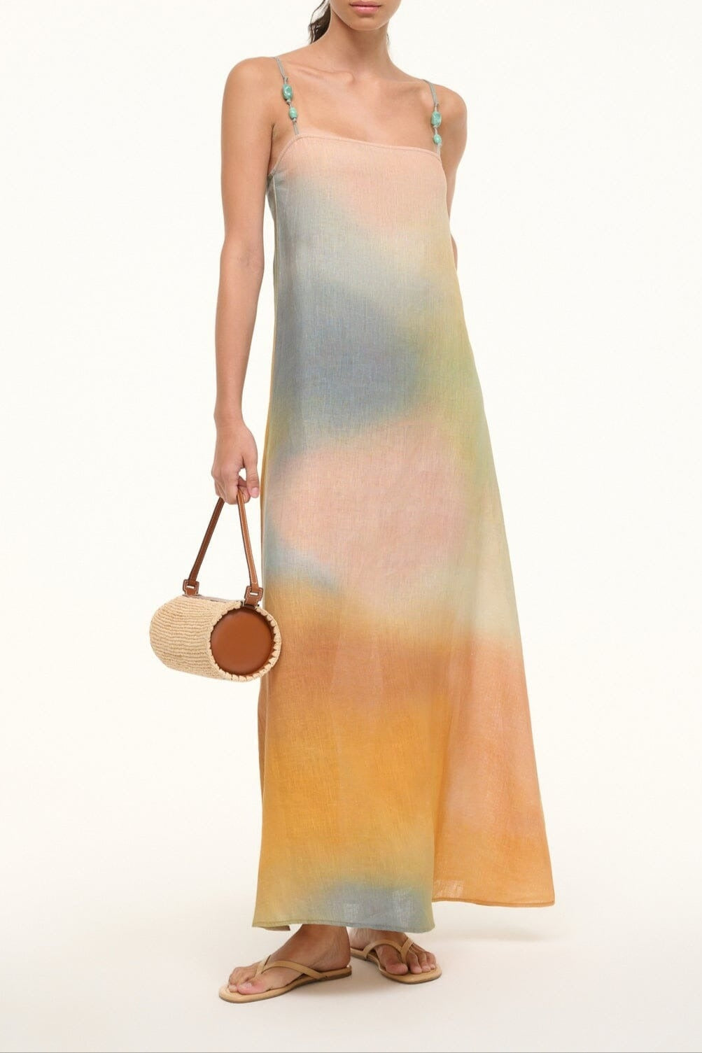 Staud Laura Linen Dress in Pastel Clouds