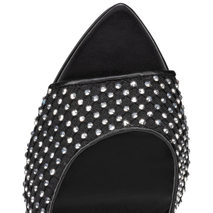 Christian Louboutin Apostropha Mule Mesh Strass 80 in Black Crystal | In-Store Only