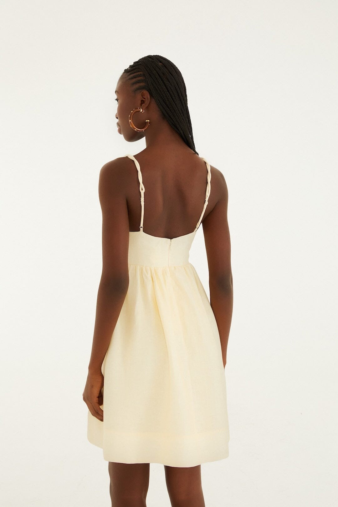 Farm Rio Coconut Tree Embroidered Mini Dress in Sand