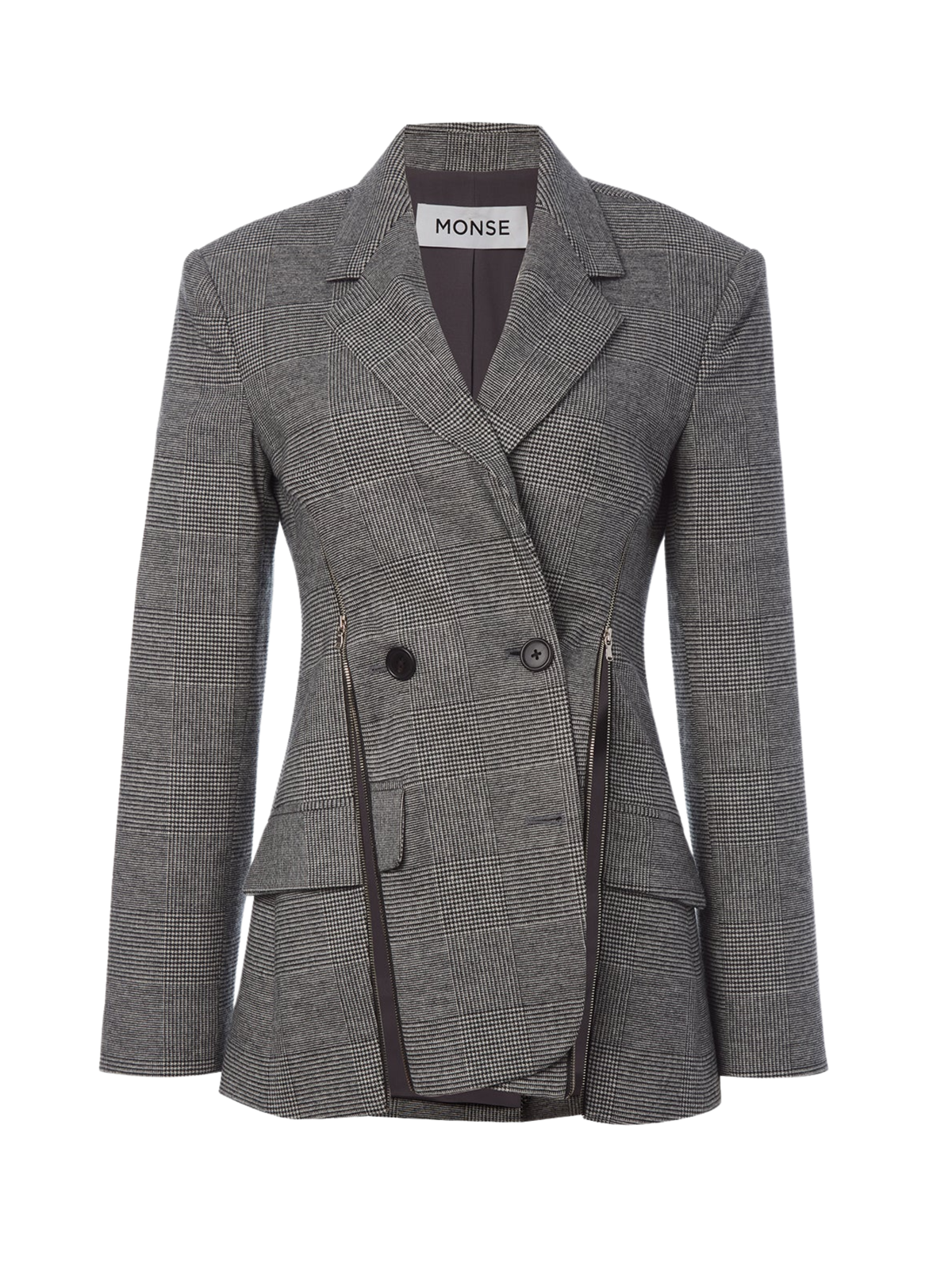 MONSE Deconstructed Lapel Tailored Jacket in Grey Multi