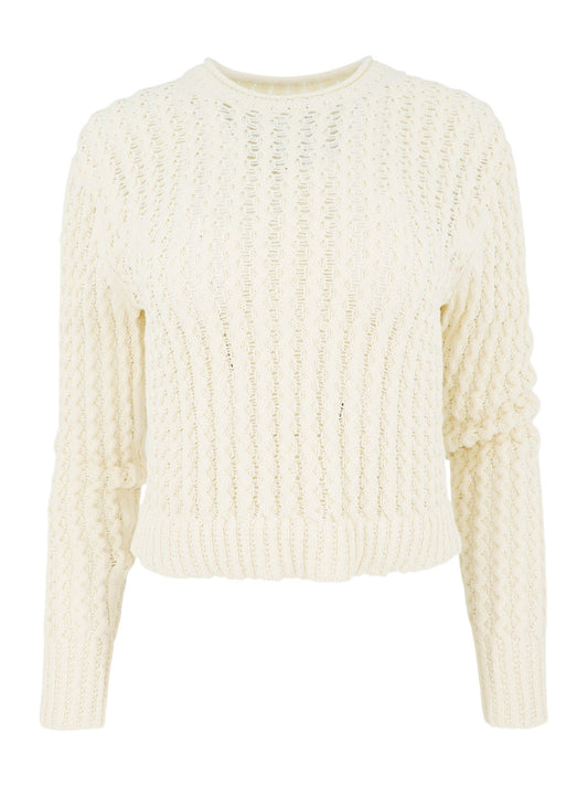 Simkhai Lindsay Long-Sleeve Pullover Sweater in Ivory