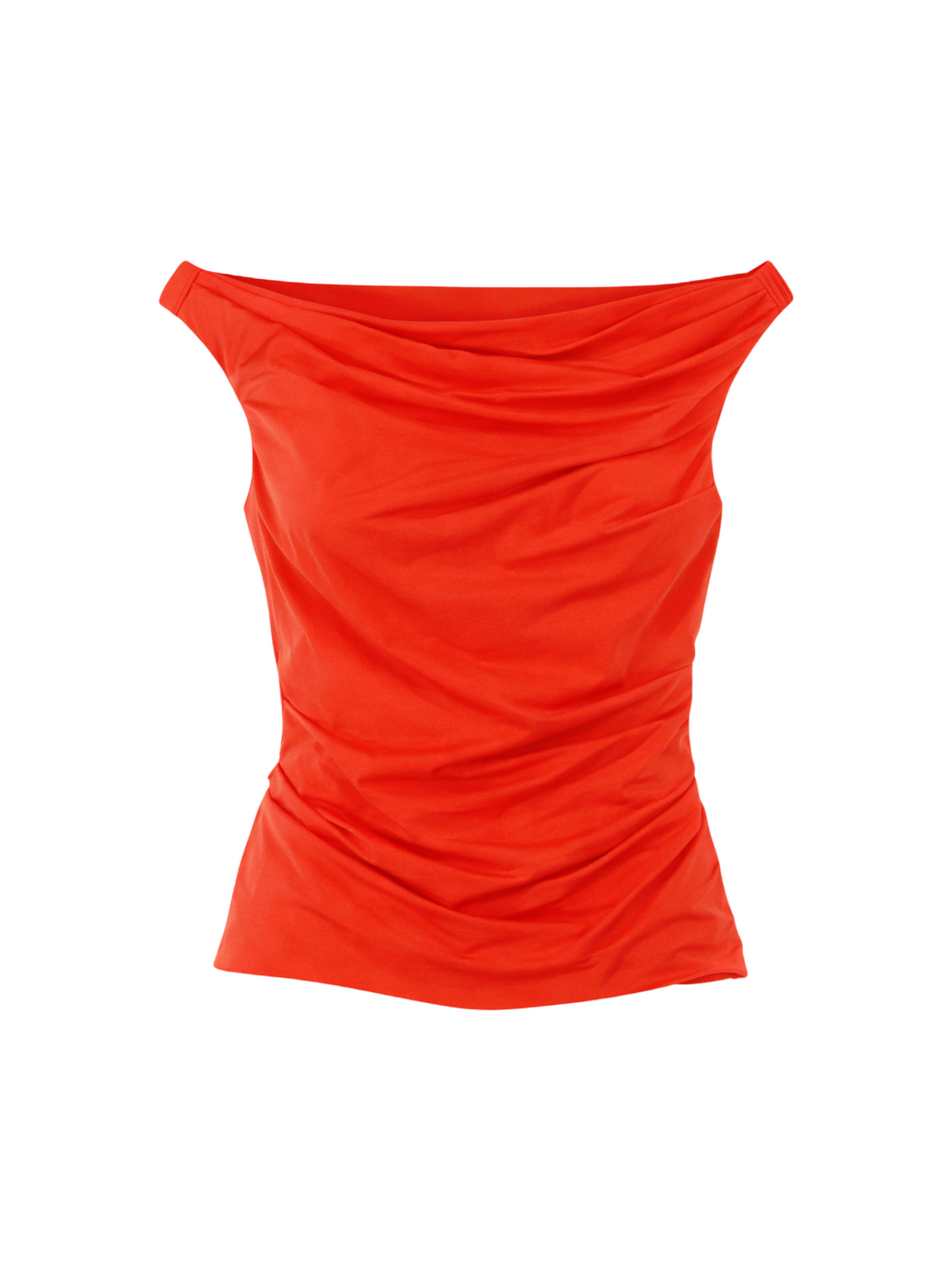 Simkhai Maisel Cotton Draped Top in Lobster