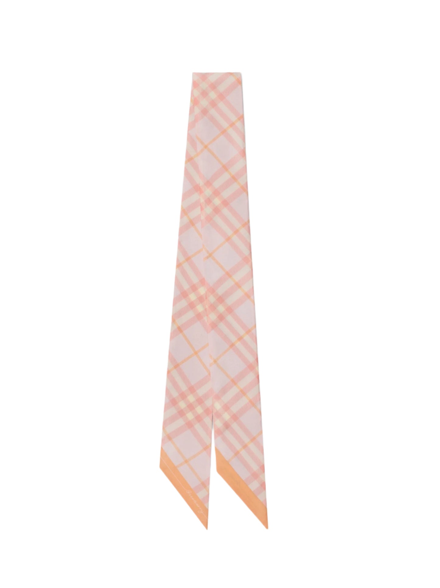 Burberry Skinny Contrast Check Silk Scarf in Sugar/Hume