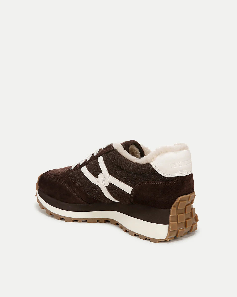 Veronica Beard Valentina Shearling Sneaker in Espresso