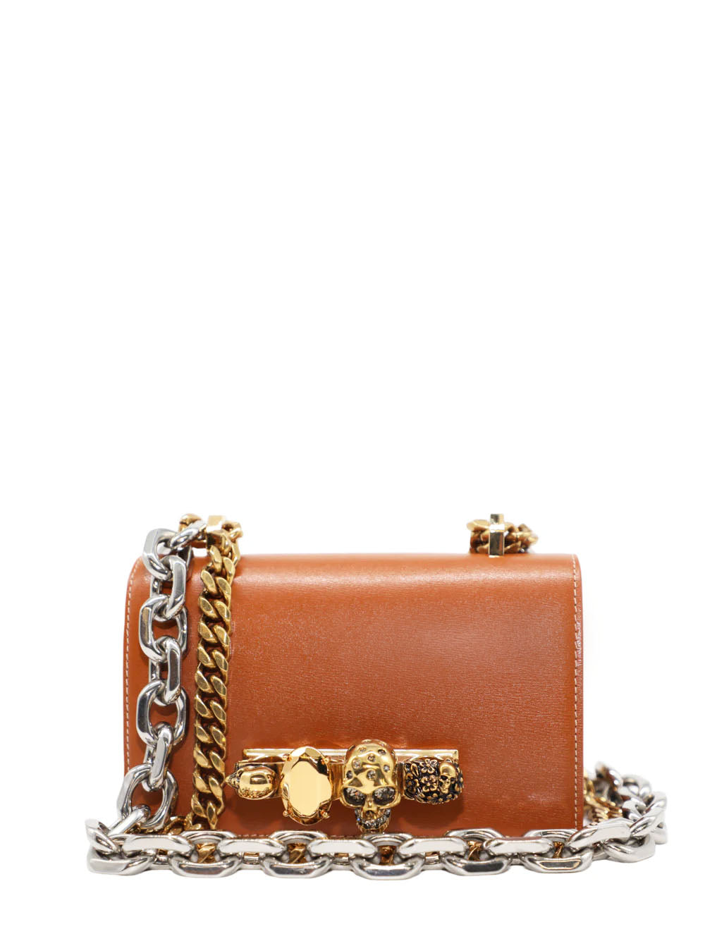 Alexander McQueen Mini Jewel Brown Satchel With Gold and Silver Chain Leigh s of Breton Village